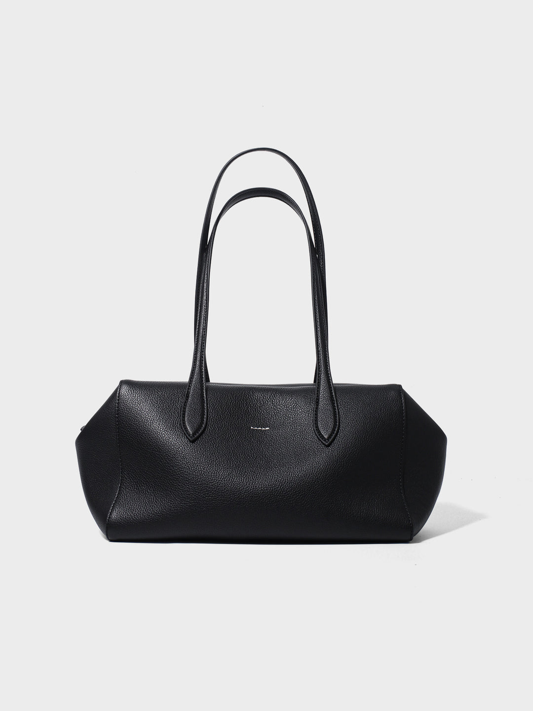 Structured Pebbled Leather Shoulder Tote with Long Handles