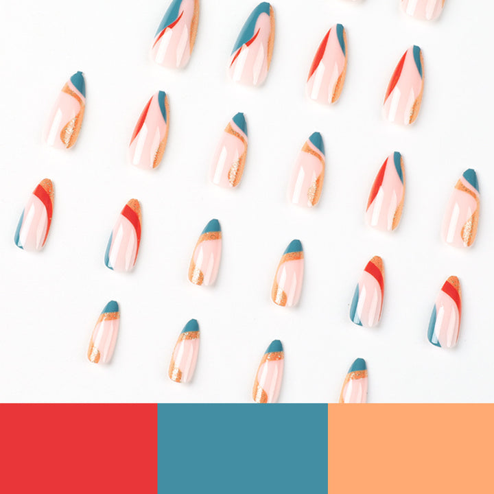 Artificial nail art with creative gradient and glitter elements Kalsten