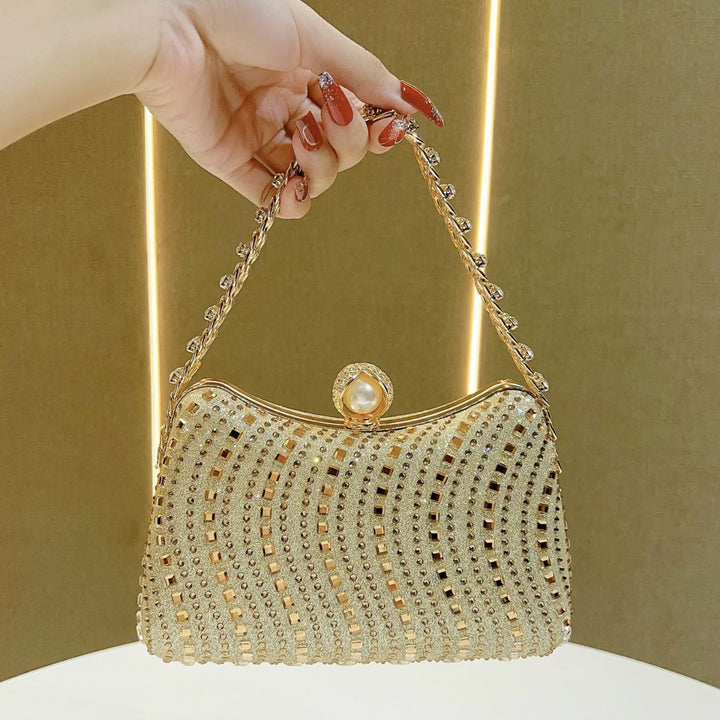 Pearl-Accented Beaded Evening Clutch