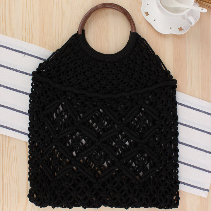 Macrame Tote Bag with Double-Layer Inner Pocket Kalsten