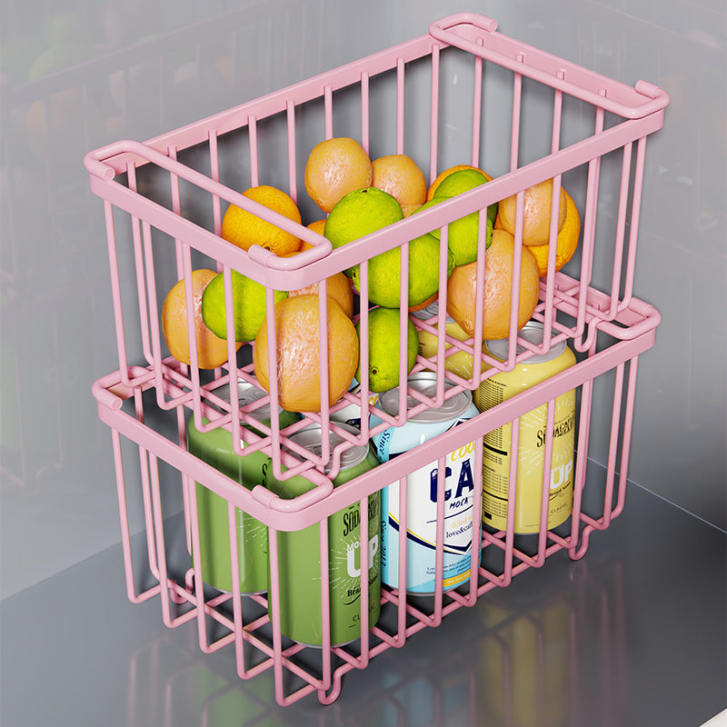 Wire Refrigerator Can Organizer Basket with Slide Handles