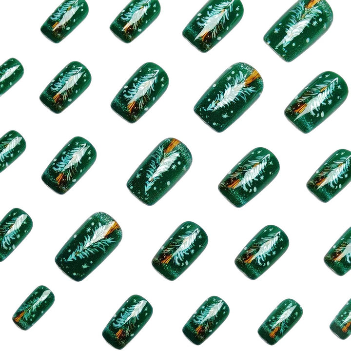 Artificial Nails in Festive Christmas Tree Design Kalsten