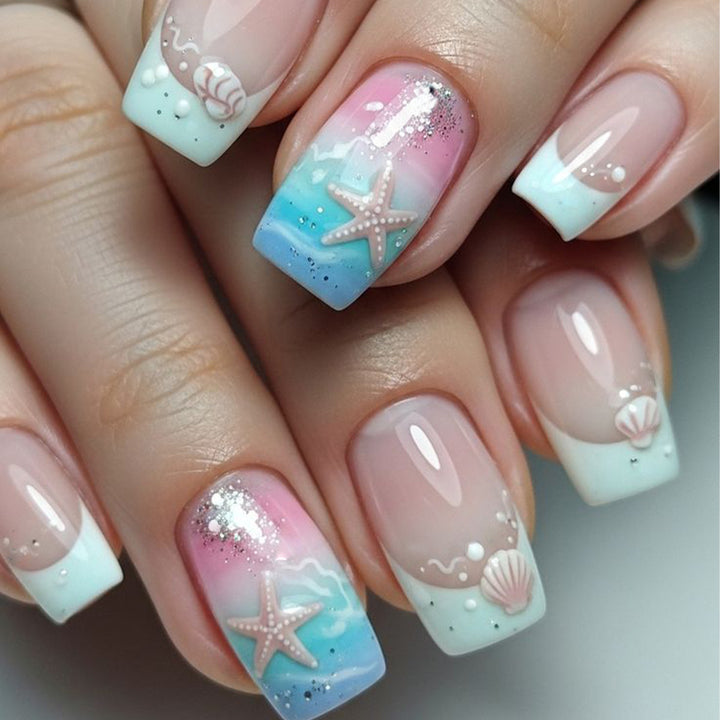 Ocean-Inspired Gel Nail Art Extensions Kalsten