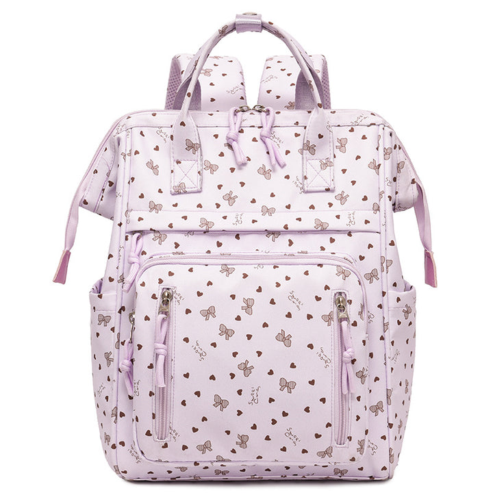 Stylish Heart-Printed Multi-Pocket Backpack kalsten