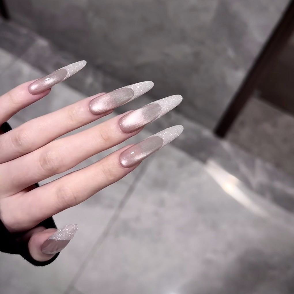 Long Stiletto Nail Extensions with Glitter Accents