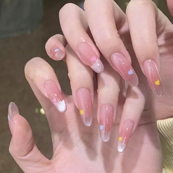 Elegant Press-On Nail Set with Heart Accents Kalsten