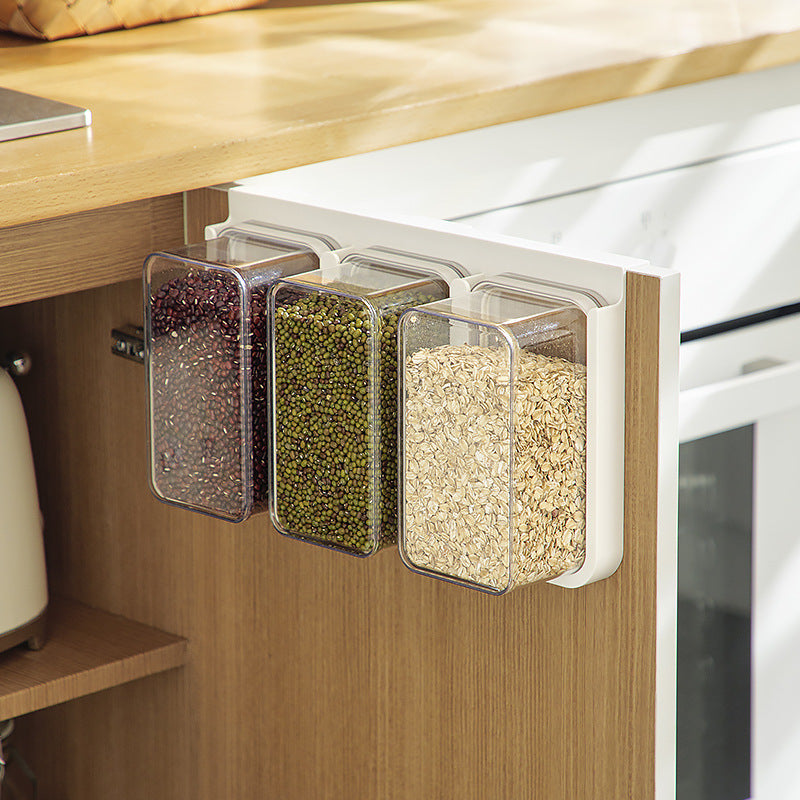 Three-fold storage container with removable inserts and pouring lid
