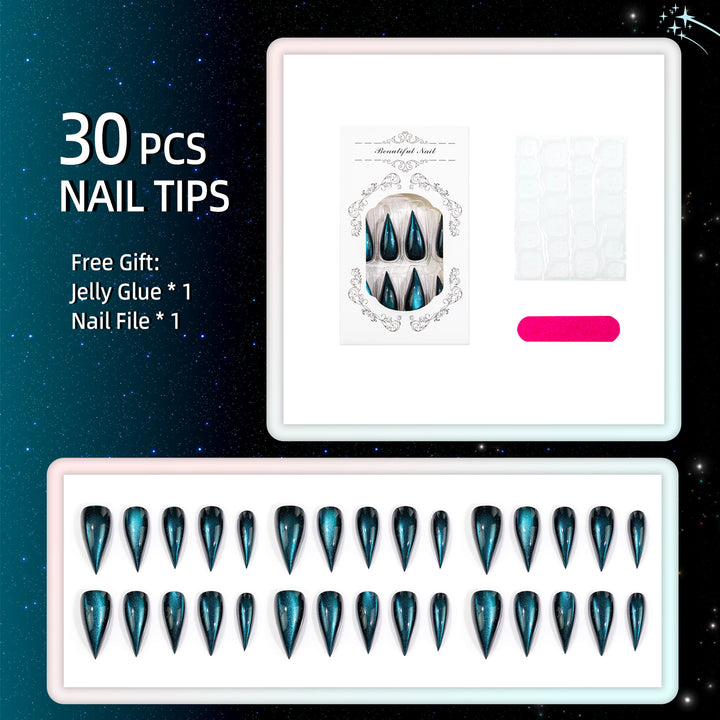 Premium Press-On Nail Set with Teardrop Design