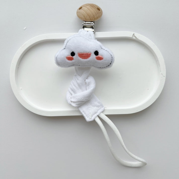 Wooden Clip Fox Plush Pacifier Holder with Knotted Muslin Strap
