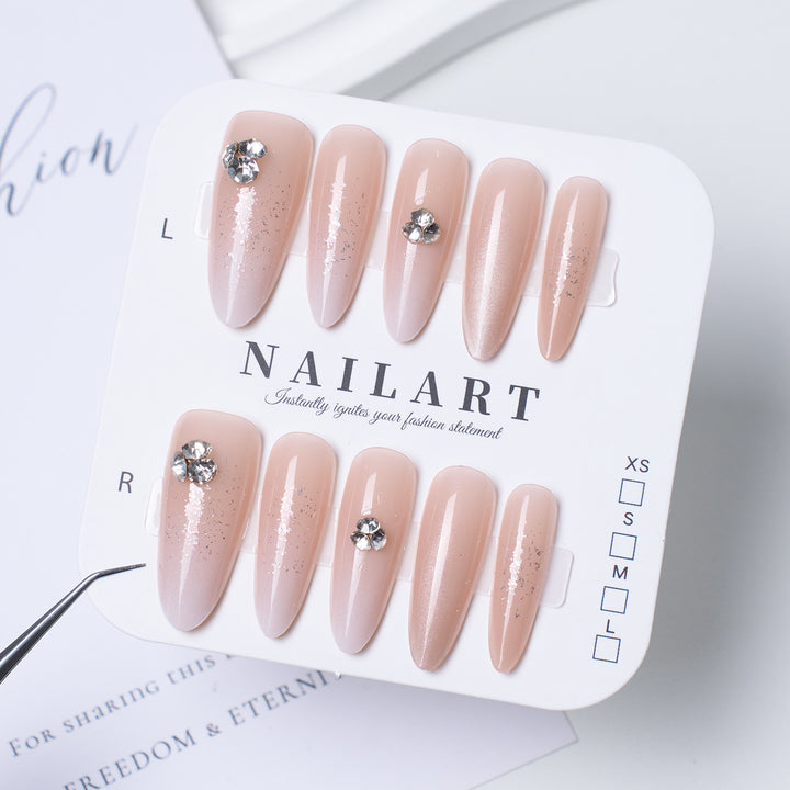 Decorative Press-On Nail Extensions with Bow and Rhinestone Accents Kalsten