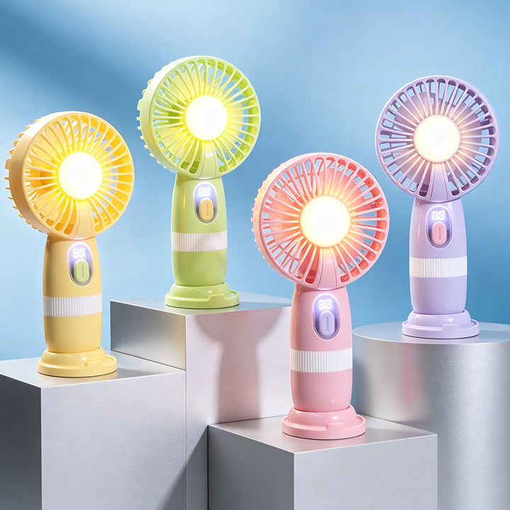 Ladies portable USB hand fan with LED light and digital temperature display Kalsten