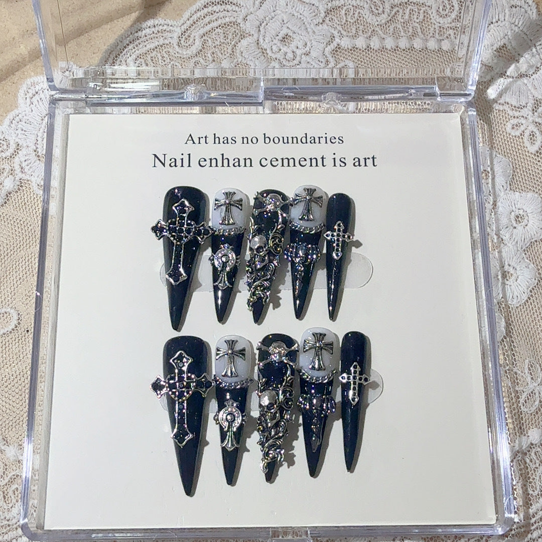 Gothic-Themed Press-On Nail Art Set