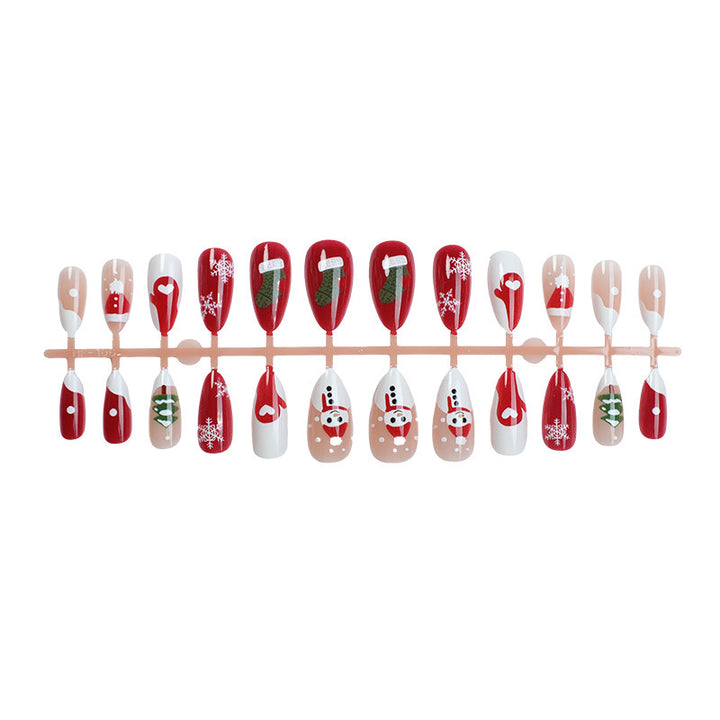 Festive Winter-Themed Press-On Nail Art Set Kalsten