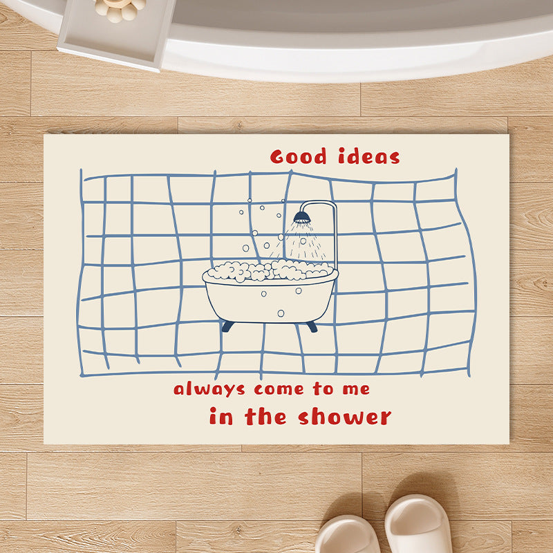 Playful Bath Mat with Showerhead Design