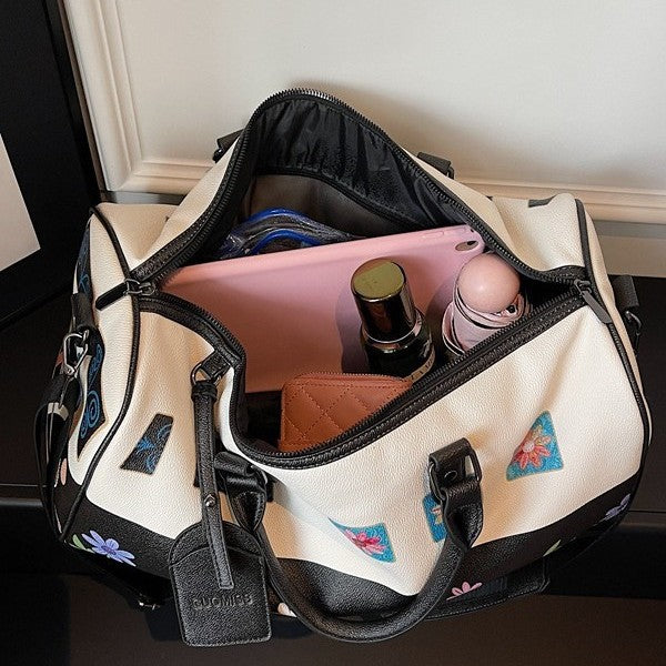 Floral Canvas Weekender Duffle Bag
