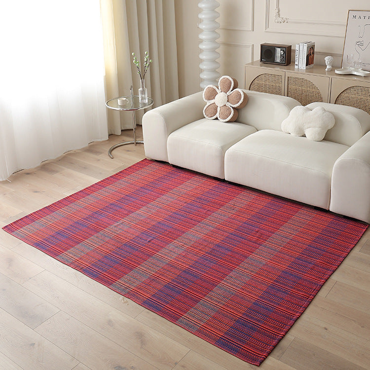 Woven living area rug with large check pattern and flat cotton texture Kalsten