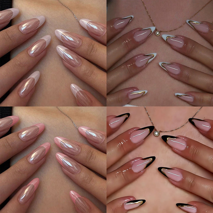 Artificial nail set with glamorous 3D flower appliqués and elegant color gradients Kalsten