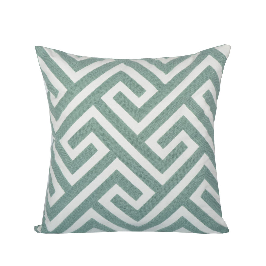 Sunburst Geometric Embroidered Cotton-Linen Throw Pillow Cover