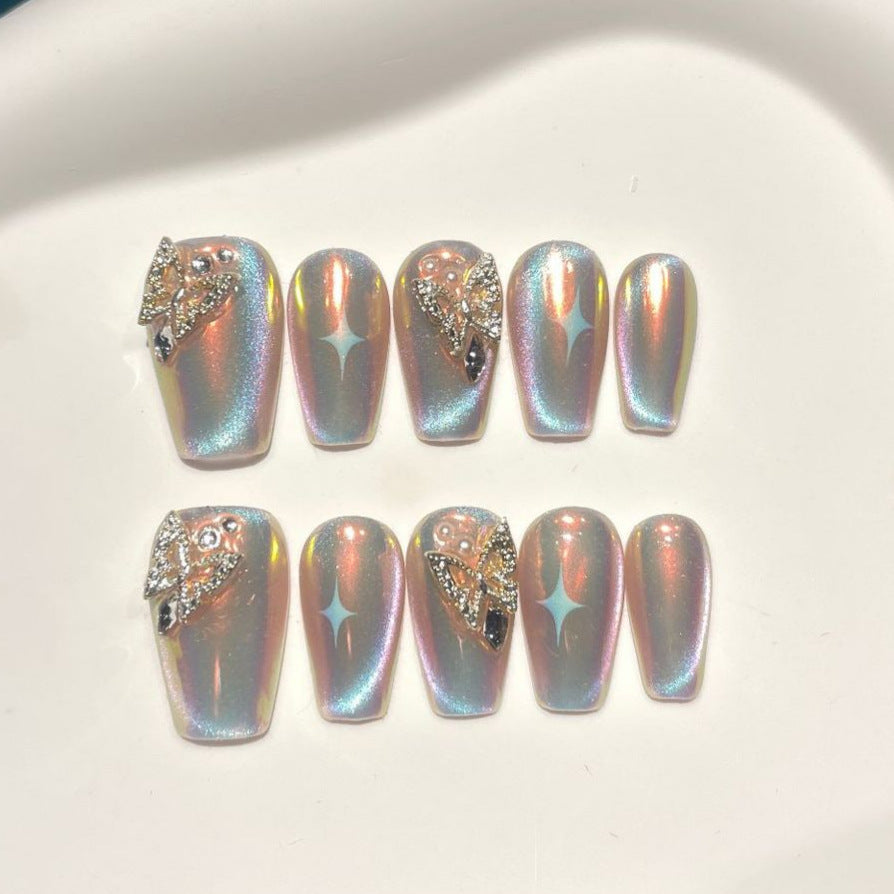 Butterfly-Embellished Press-On Nails