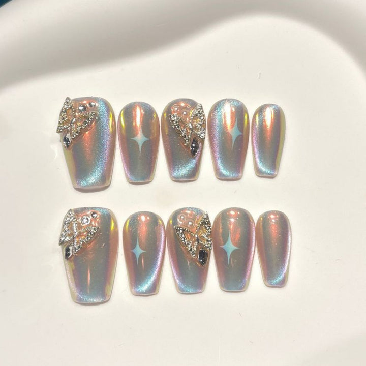 Butterfly-Embellished Press-On Nails