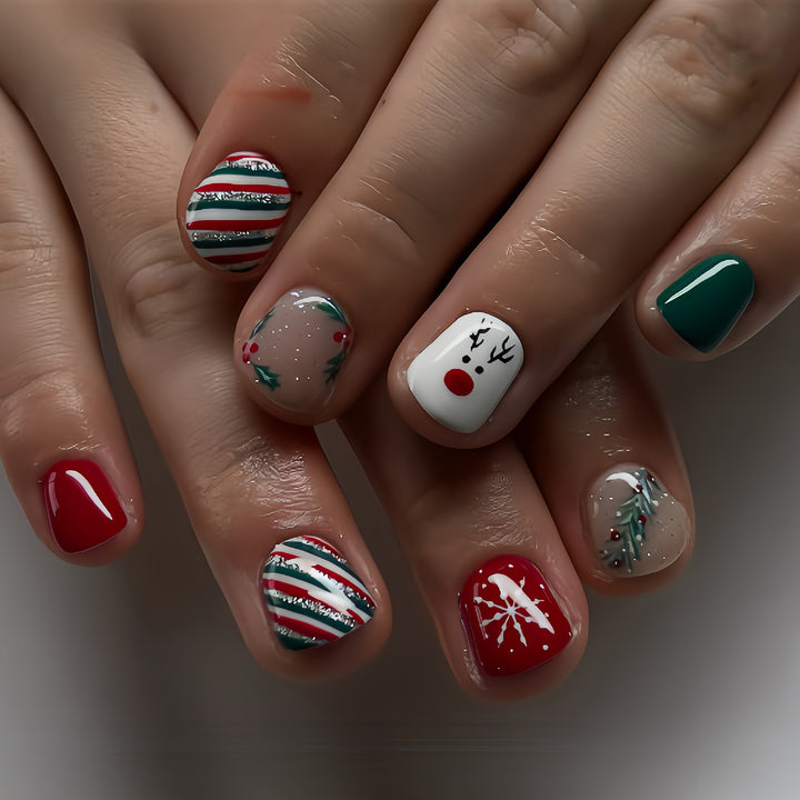 Festive Holiday-Themed Press-On Nail Art Kalsten