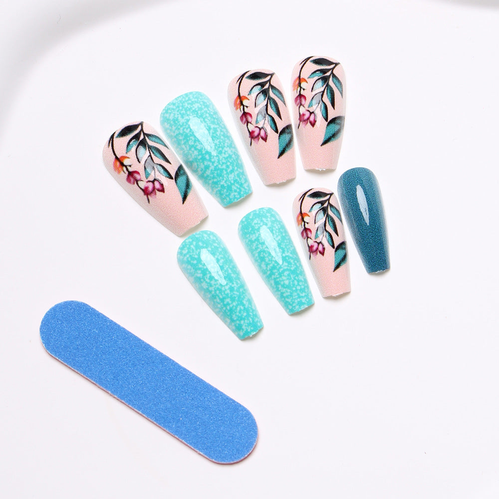 Artistic Floral and Glitter Press-On Nails Kalsten