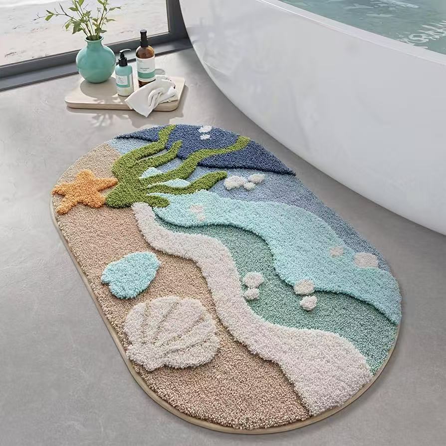Abstract Wave Pattern Bath Rug