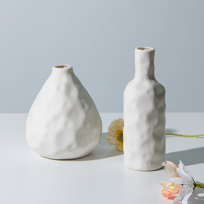 Artistic Textured Ceramic Bottle Vase