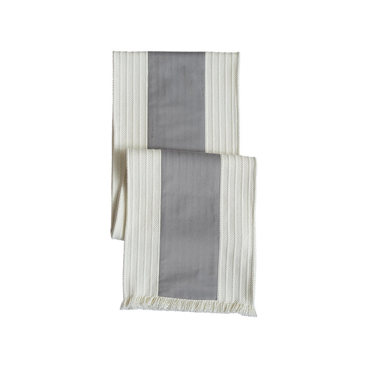 Woven table runner made of cotton blend with textured waffle weave and contrasting center strip Kalsten