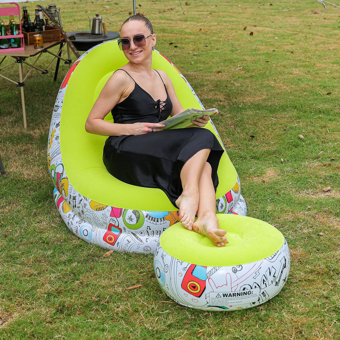 Women's Inflatable Comfort Bean Bag Chair with Footrest Kalsten