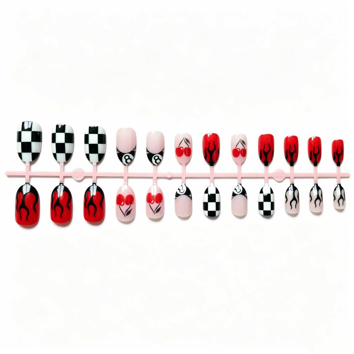 Artistic Flame and Cherry Nail Art Set