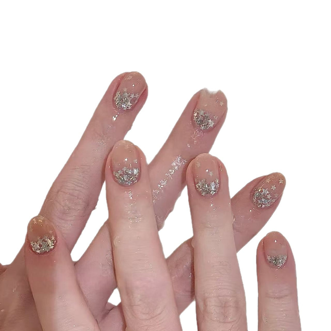 Glittery Starry Nail Art