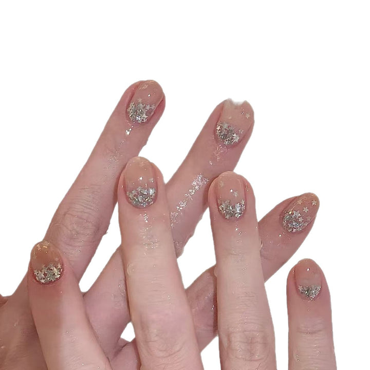 Glittery Starry Nail Art
