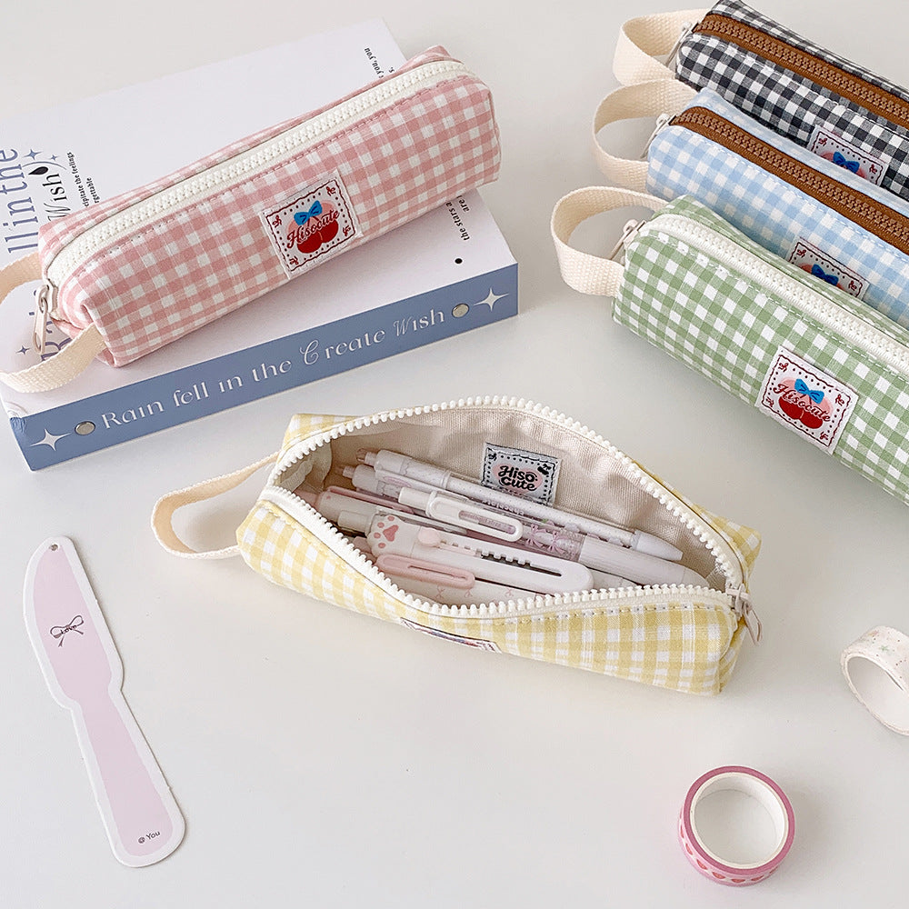 Vintage Checkered Pencil Case