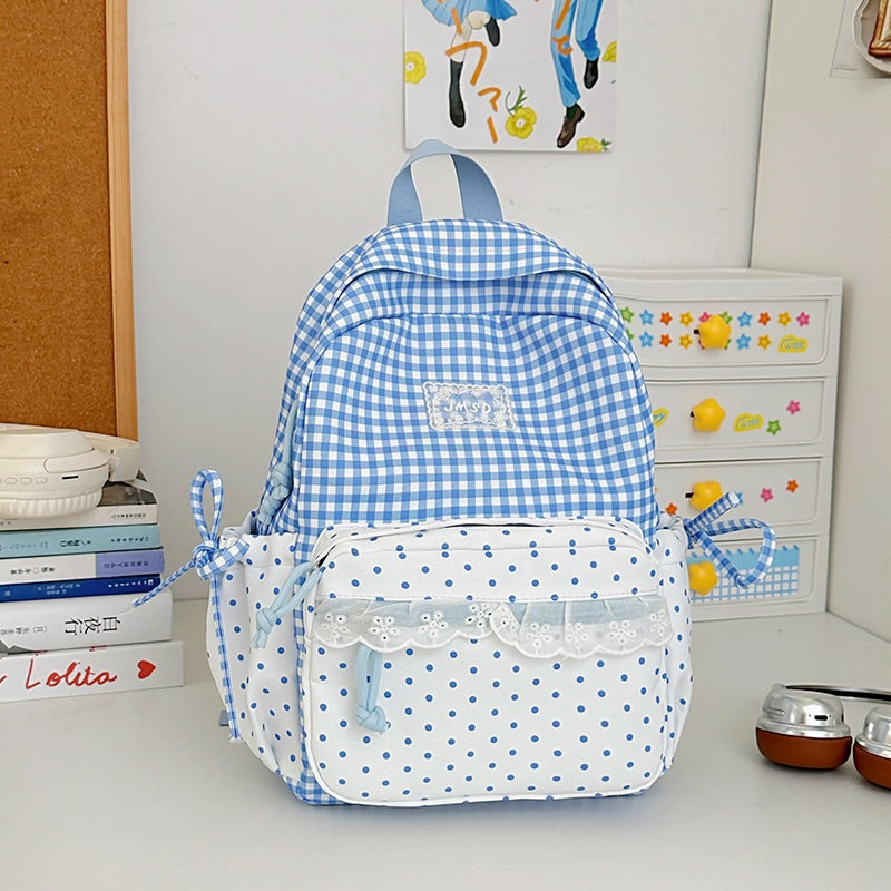 Stylish Gingham Pattern Backpack Kalsten