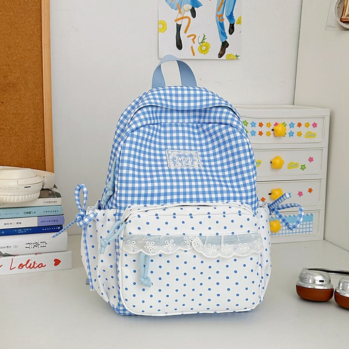Stylish Gingham Pattern Backpack Kalsten