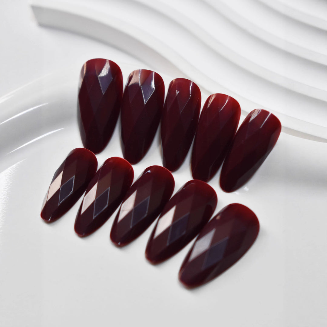Premium Glossy Diamond-Shaped Press-On Nails Kalsten