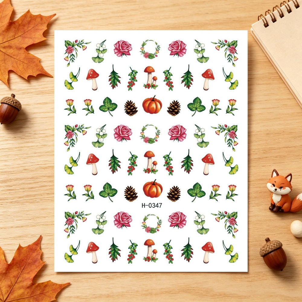 Autumn-Themed Nail Art Stickers