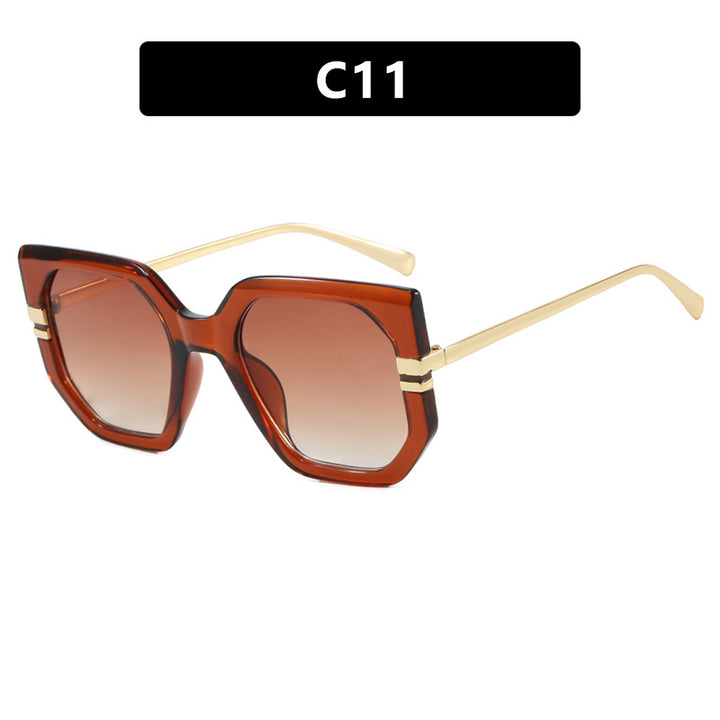 Women's geometric sunglasses with luxurious gold frame and polarized lenses Kalsten