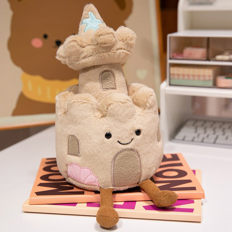 Round Donut-Shaped Plush Decorative Pillow Toy with Embroidered Face & Metallic Crown Kalsten