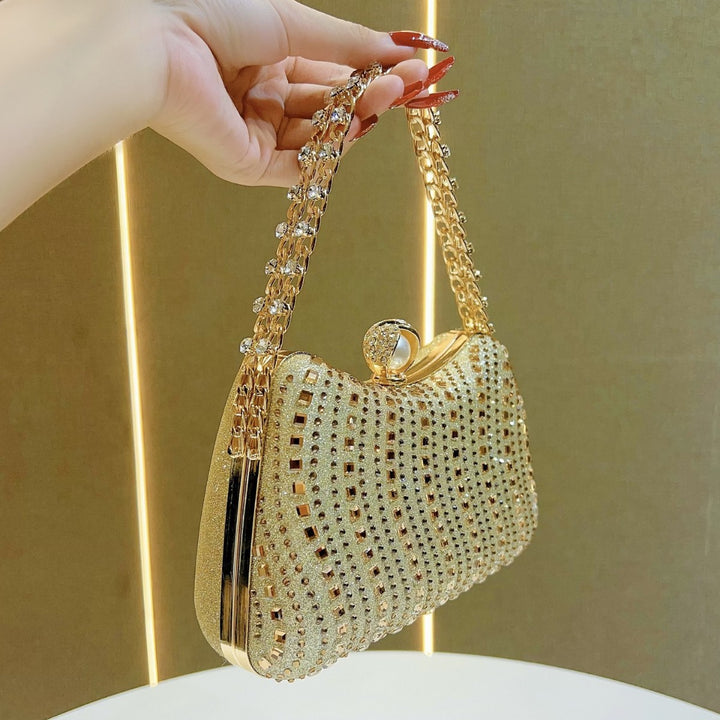 Pearl-Accented Beaded Evening Clutch