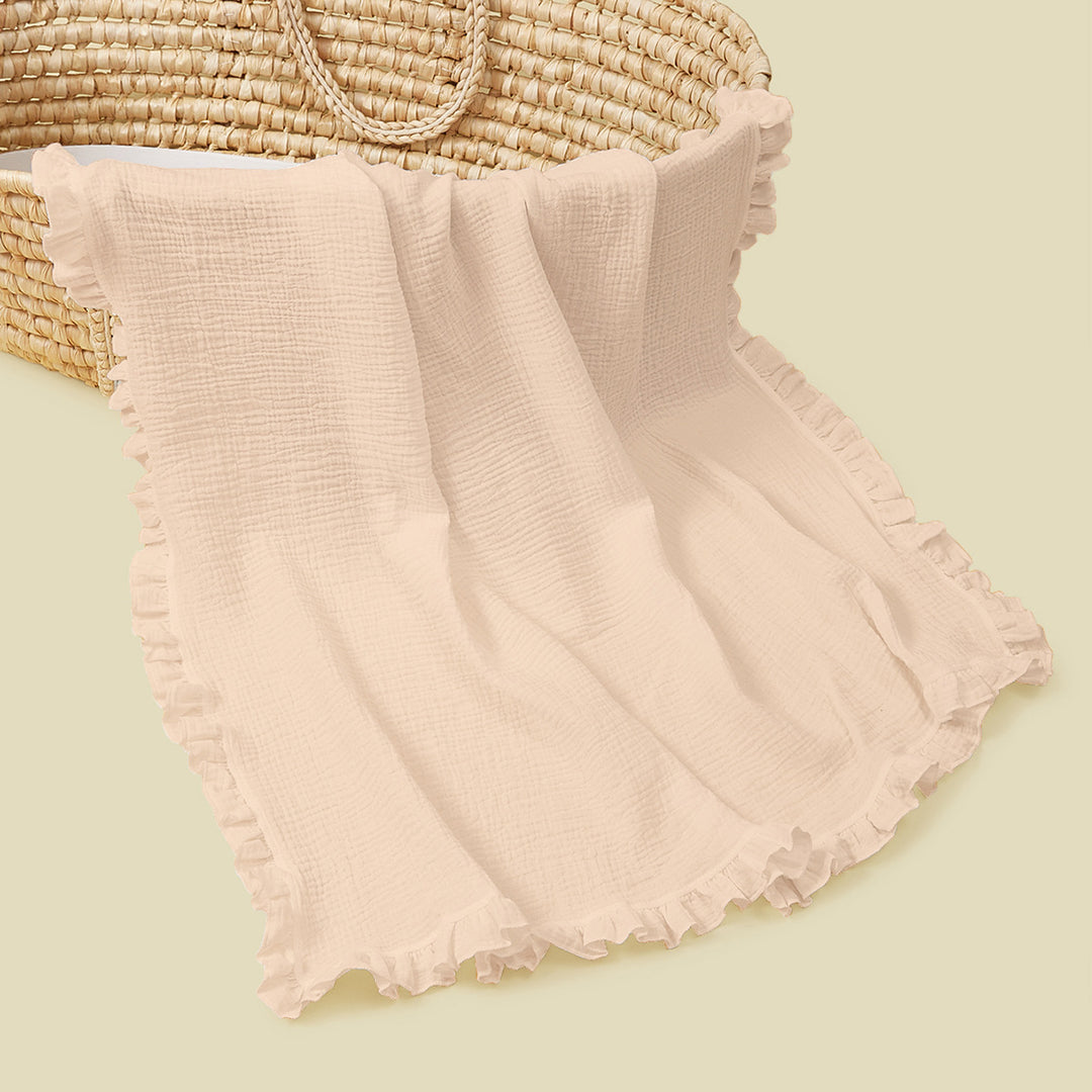 Soft Muslin Blanket with Ruffled Edges kalsten