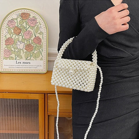 Pearl-Embellished Vintage Handbag