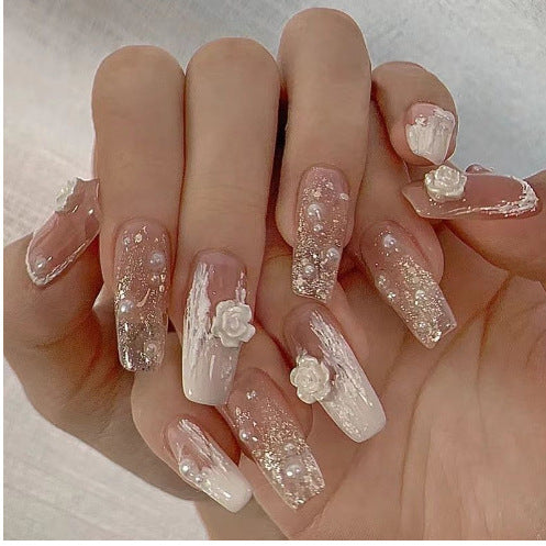 Elegant Floral Press-On Nail Extensions
