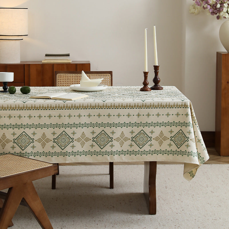Rectangular tablecloth in Boho pattern with linen look Kalsten