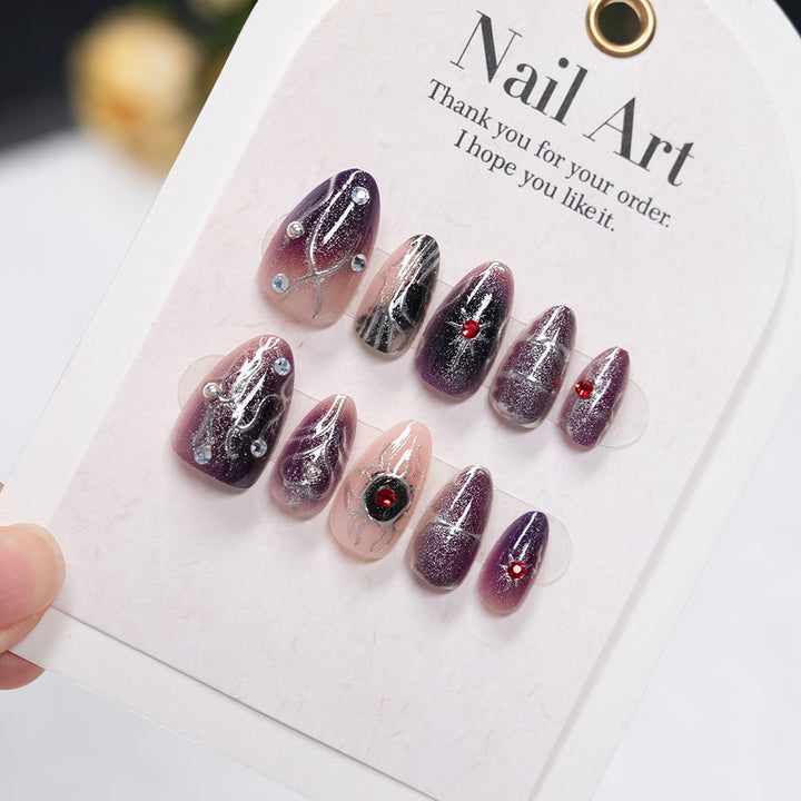 Glamorous Rhinestone-Embellished Press-On Nail Art