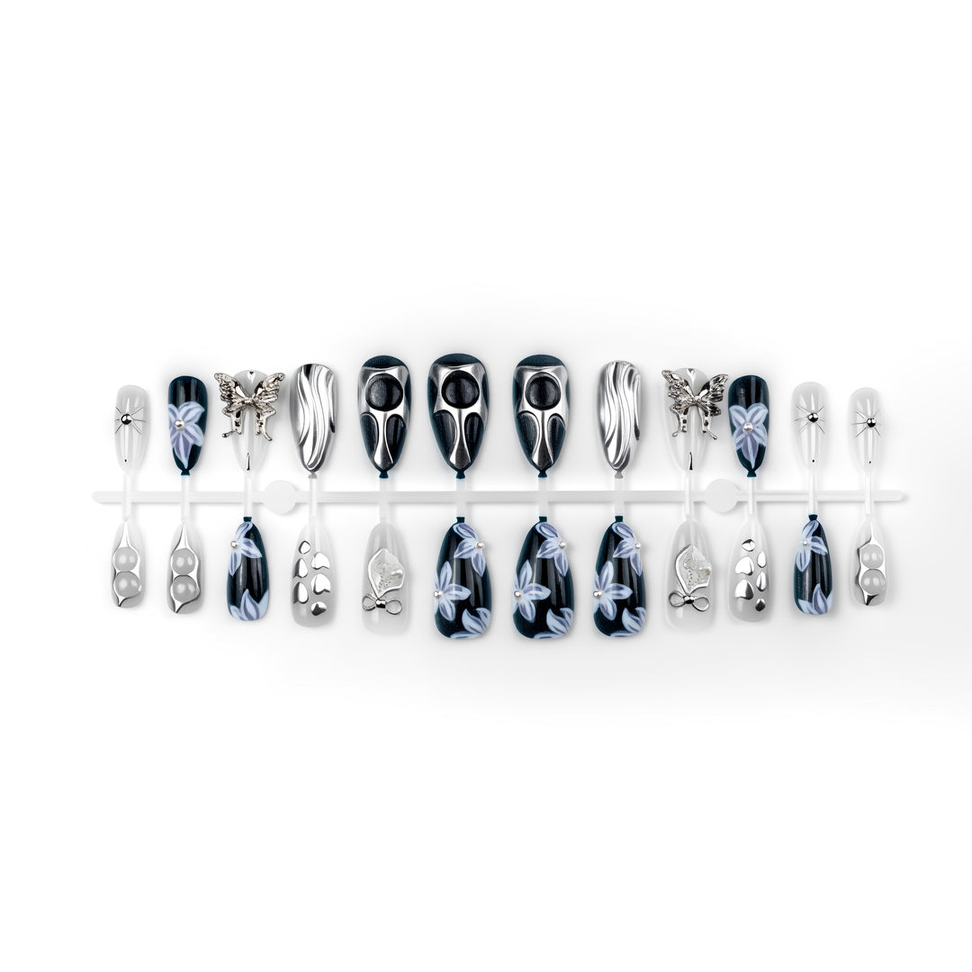 Geometric Metal Press-On Nail Art Set Kalsten