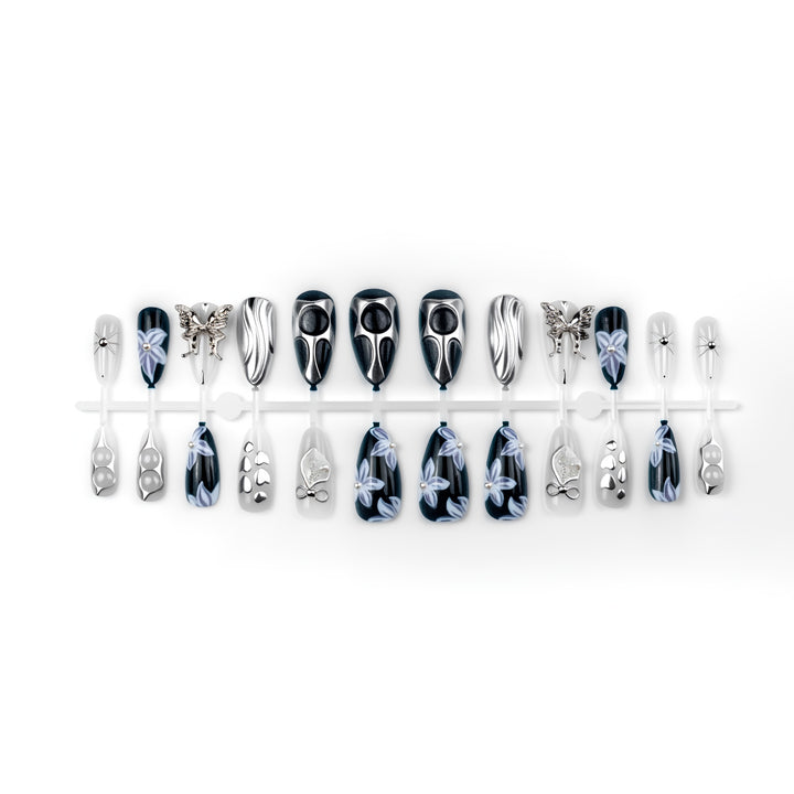 Geometric Metal Press-On Nail Art Set Kalsten