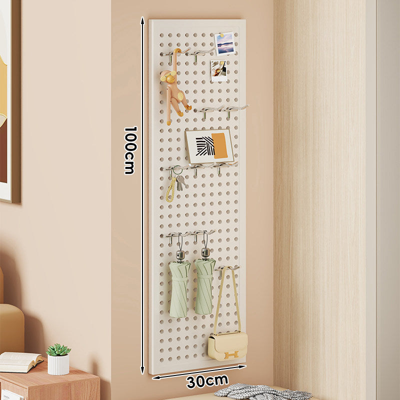 Wall-Mounted Perforated Pegboard Organizer Panel with Modular Hooks