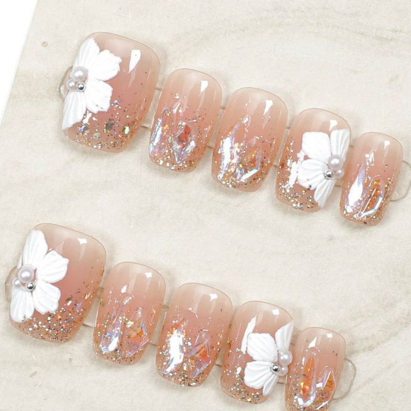 Artistic Floral-Embellished Press-On Nail Design Kalsten